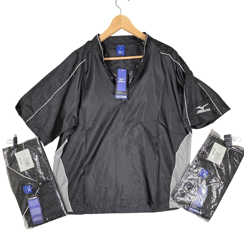 Mizuno Baseball WindLite 1/4 Zip Windbreaker Lot Of 3 Mens M Black NEW Gorpcore
